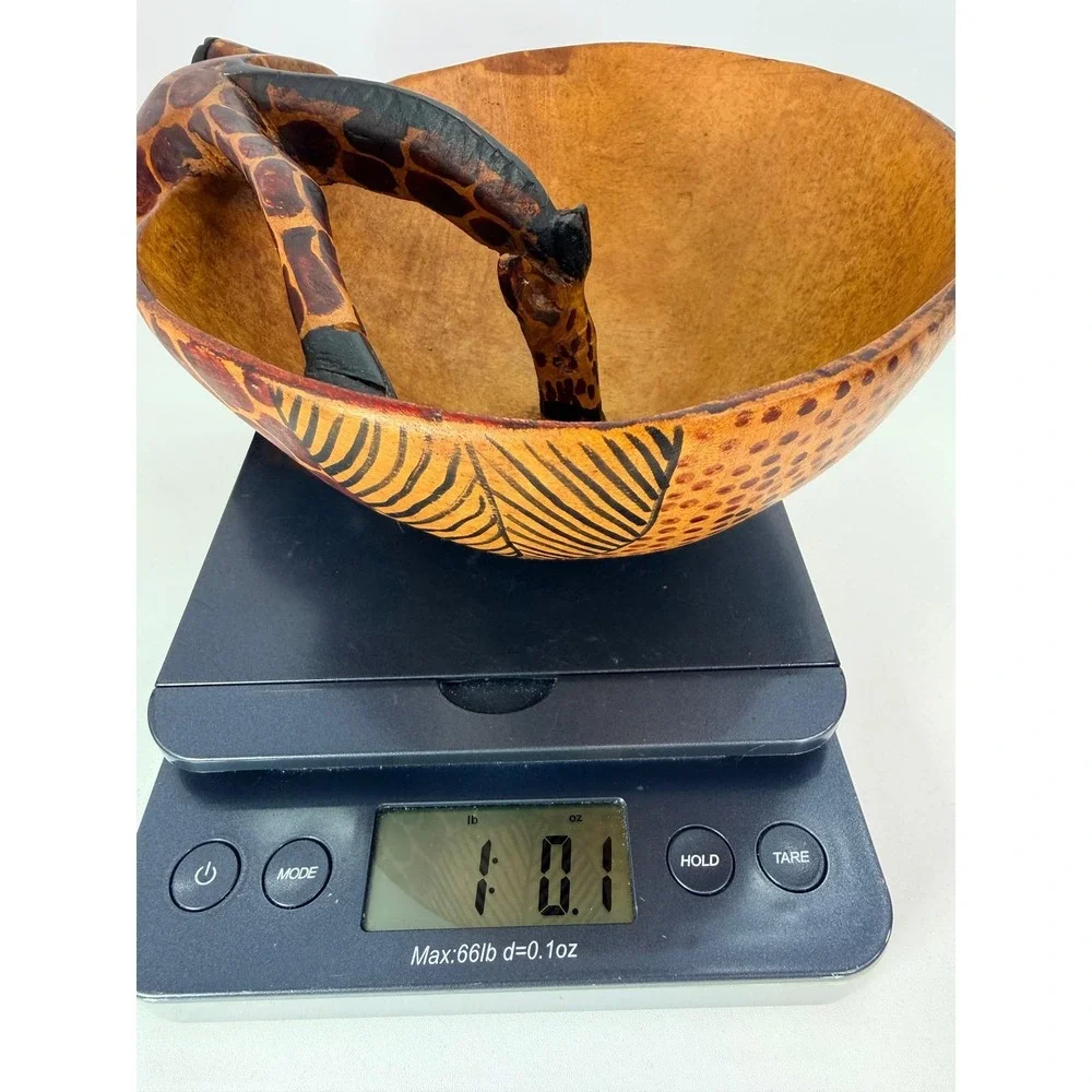 Hand Carved giraffe Wood Bowl folk art trinket bowl VTGAfrican Folk‎ Art